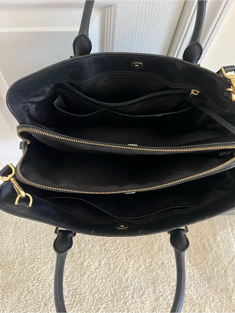 Michael Kors Black Saffiano Leather Tote with Gold Hardware